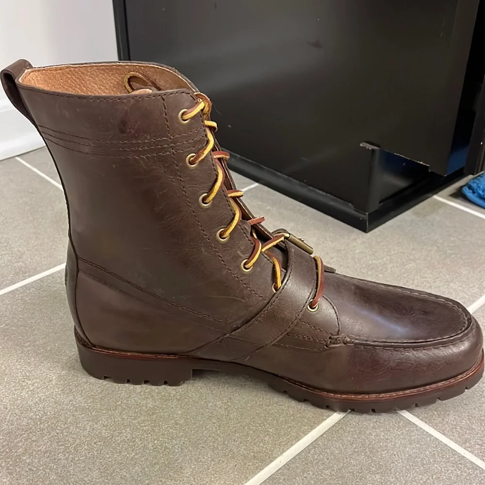 Polo Ralph Lauren Ranger County Boots Strap brown smooth leather Mens Size 12